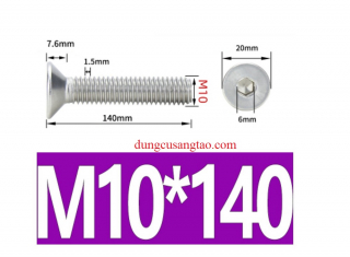 Bu lông lục giác đầu phẳng M10 (10mm) dài 140mm