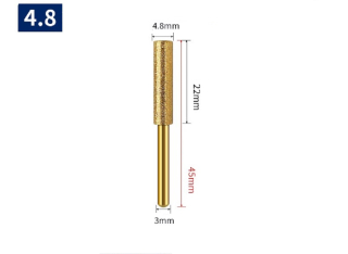Loại phủ titan - Đầu kim cương hình trụ loại dài (mũi mài lưỡi cưa xích màu vàng loại có phủ titan tăng độ cứng bền, mũi mài khắc đá, thủy tinh, gốm sứ, kim loại hình trụ màu vàng)