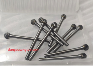 Mũi mài khuôn kim loại, gỗ, nhựa cán 3mm (Lũa 10 đầu tròn D6mm)