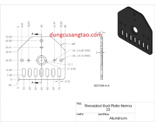 Miếng gắn phụ kiện cho máy in 3D Nema17 / nema23 (Threaded Rod Plate - NEMA17/23)