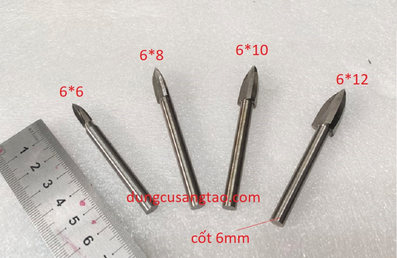 Đầu khắc gỗ trục 6mm - 3 khía