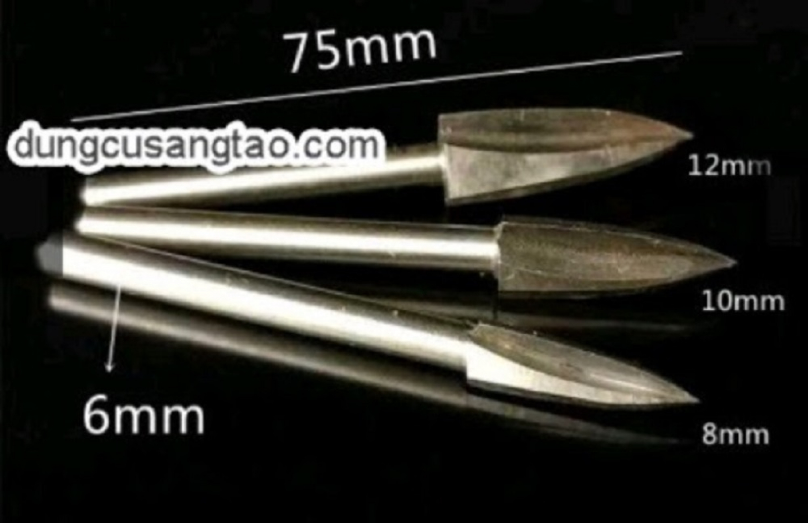 Đầu khắc gỗ trục 6mm - 3 khía